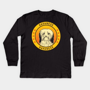 Havanese Dog Portrait Kids Long Sleeve T-Shirt